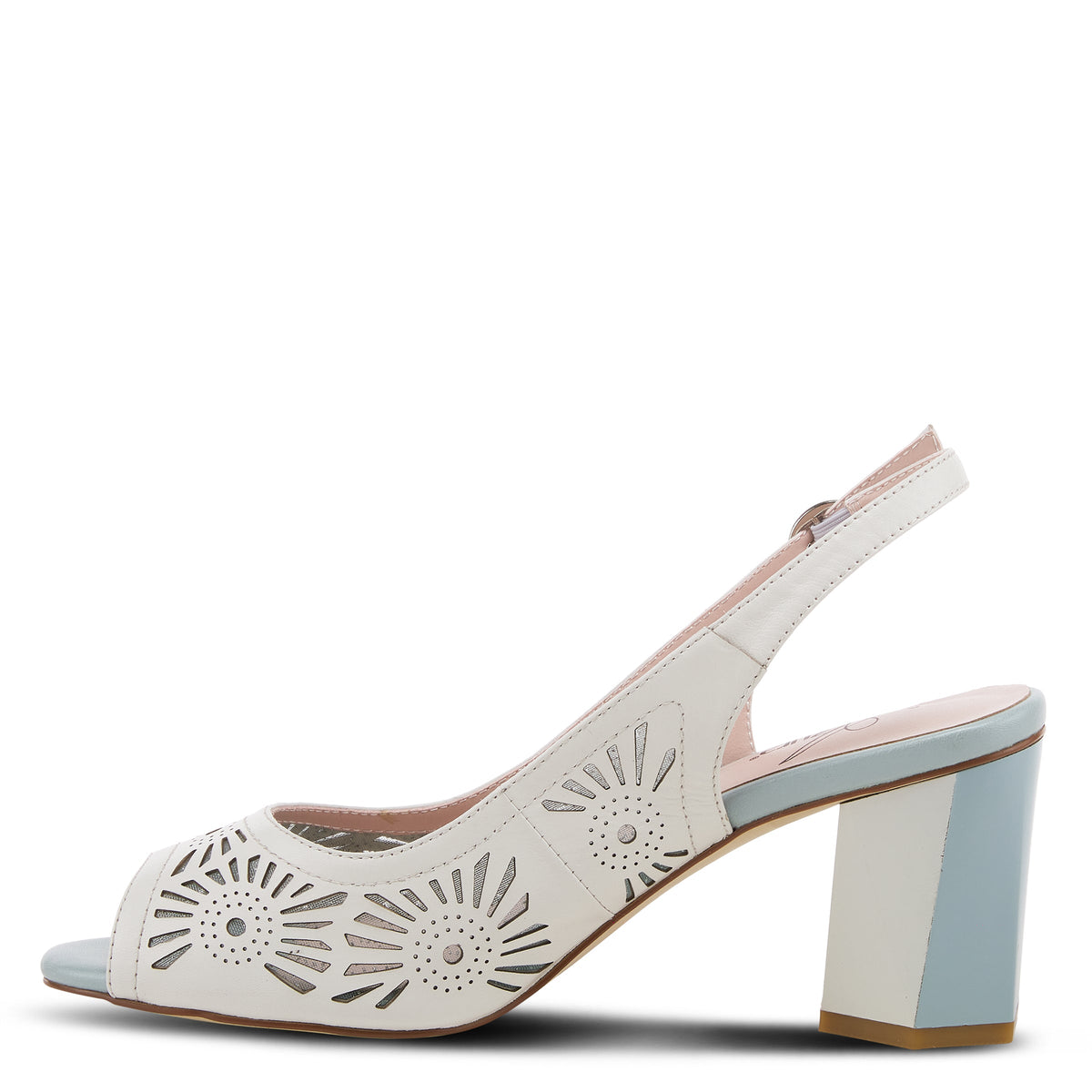 Azura Engagement Slingback women's sandal in white multi with leather upper and buckle detail