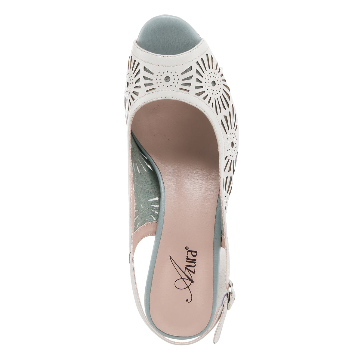 Azura Engagement Slingback women's sandal in white multi with leather upper and buckle detail
