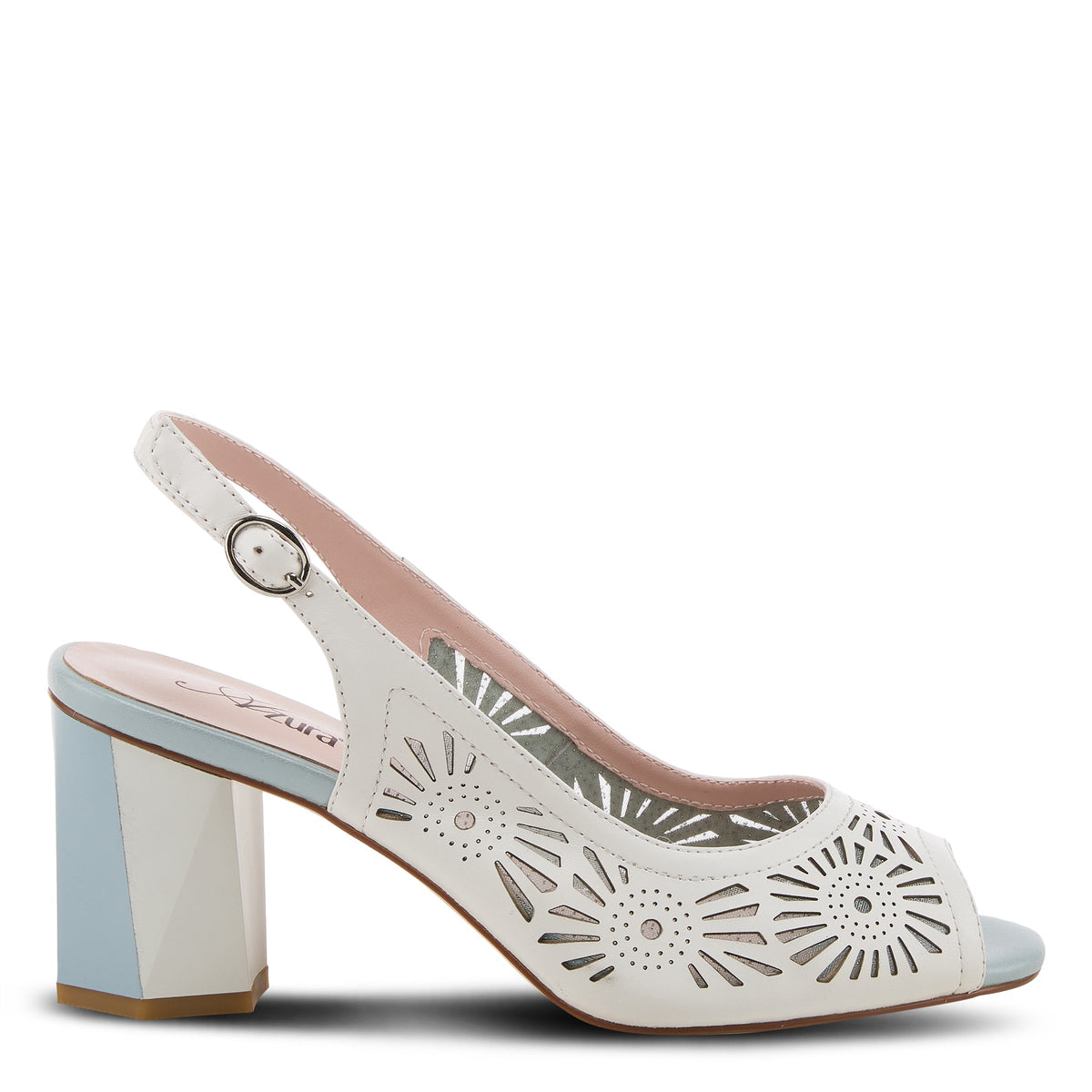 Azura Engagement Slingback women's sandal in white multi with leather upper and buckle detail