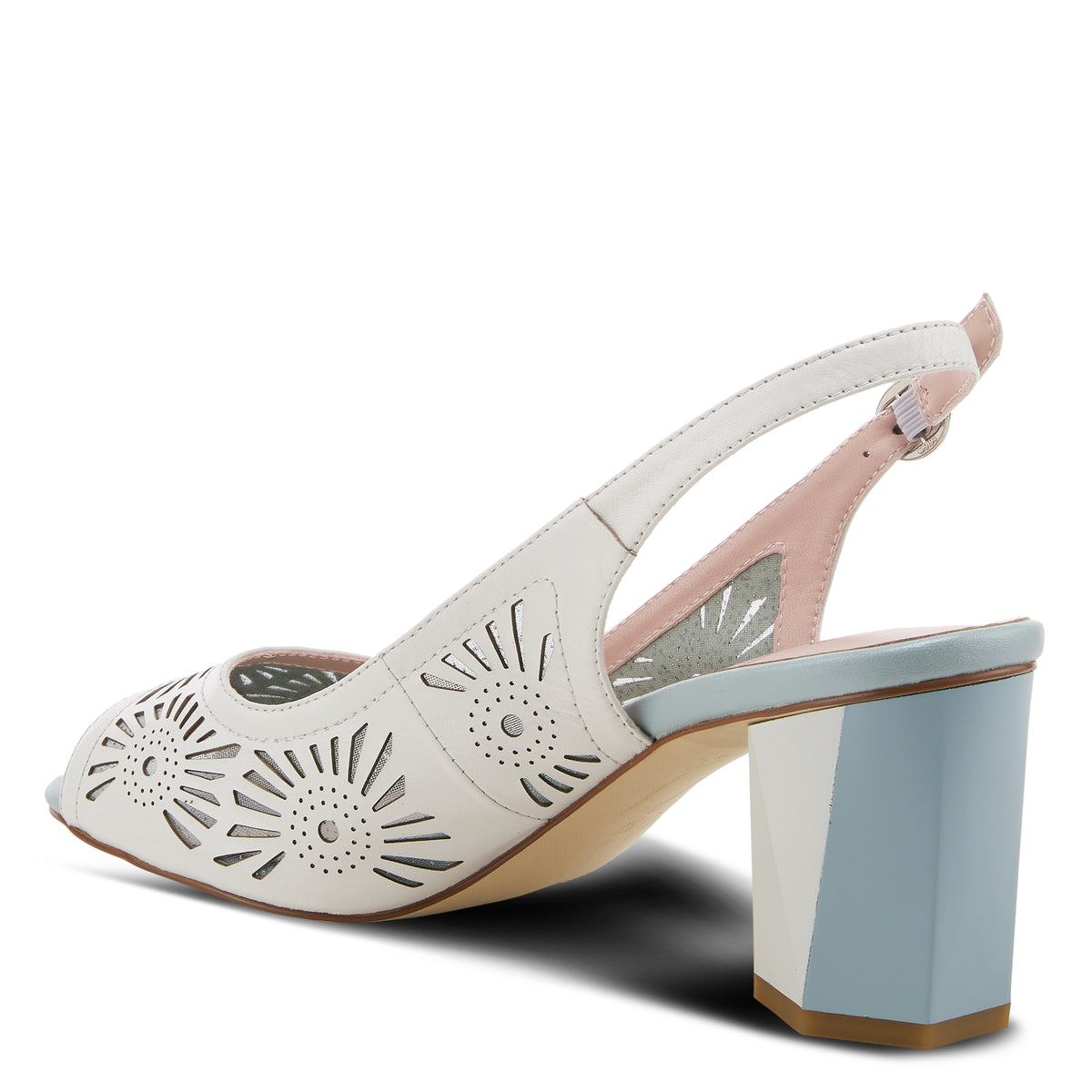 Azura Engagement Slingback women's sandal in white multi with leather upper and buckle detail