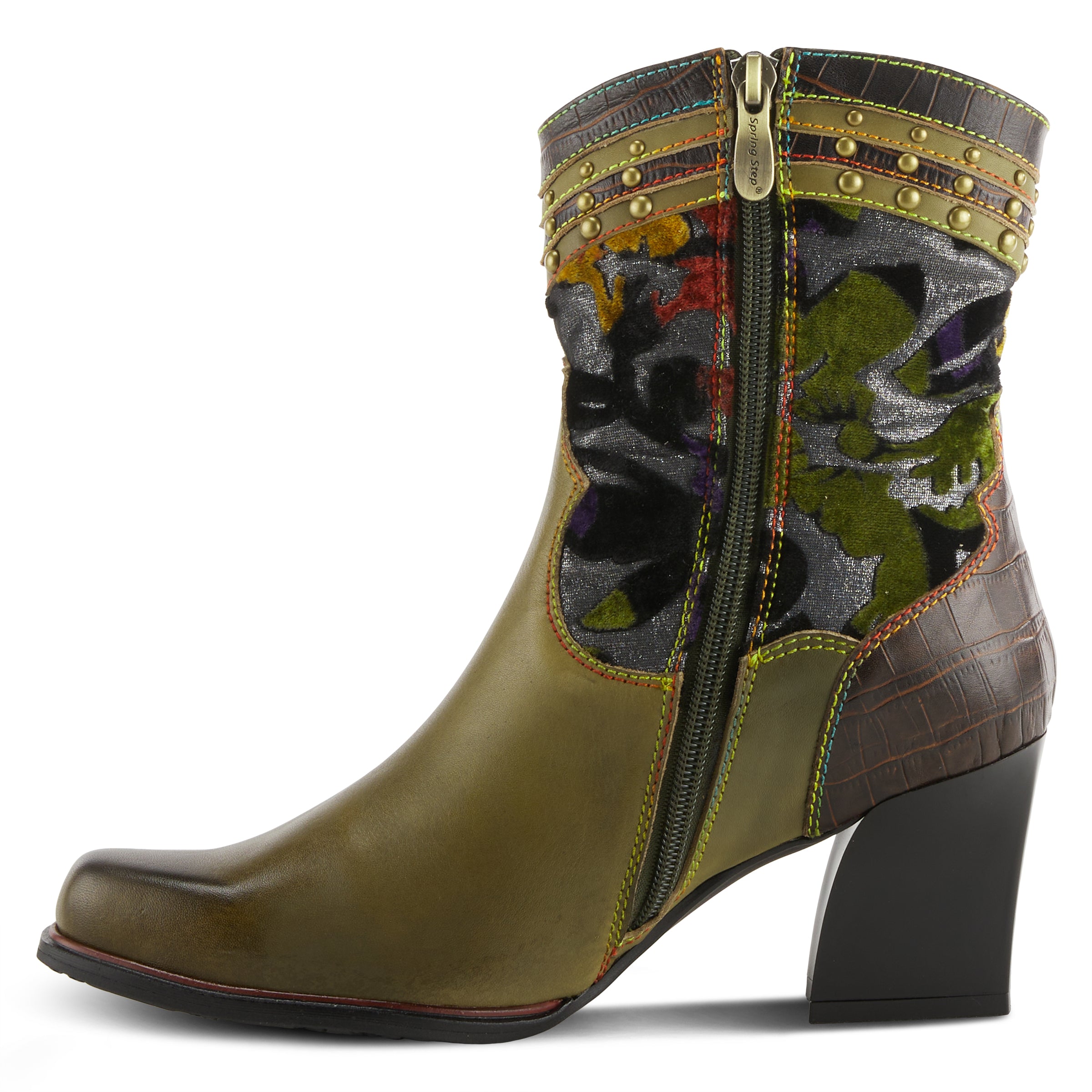 Happytime Western Leather Heel Booties - Spring Step Shoes