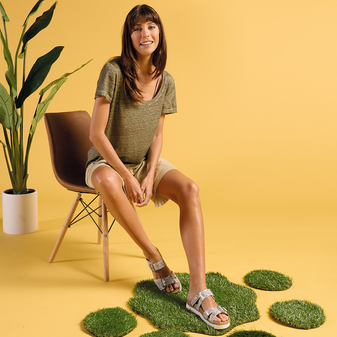 Spring Step SPRING STEP RELIFE HARLOWIE SLIDE SANDALS sandal in white multi with comfortable everyday design