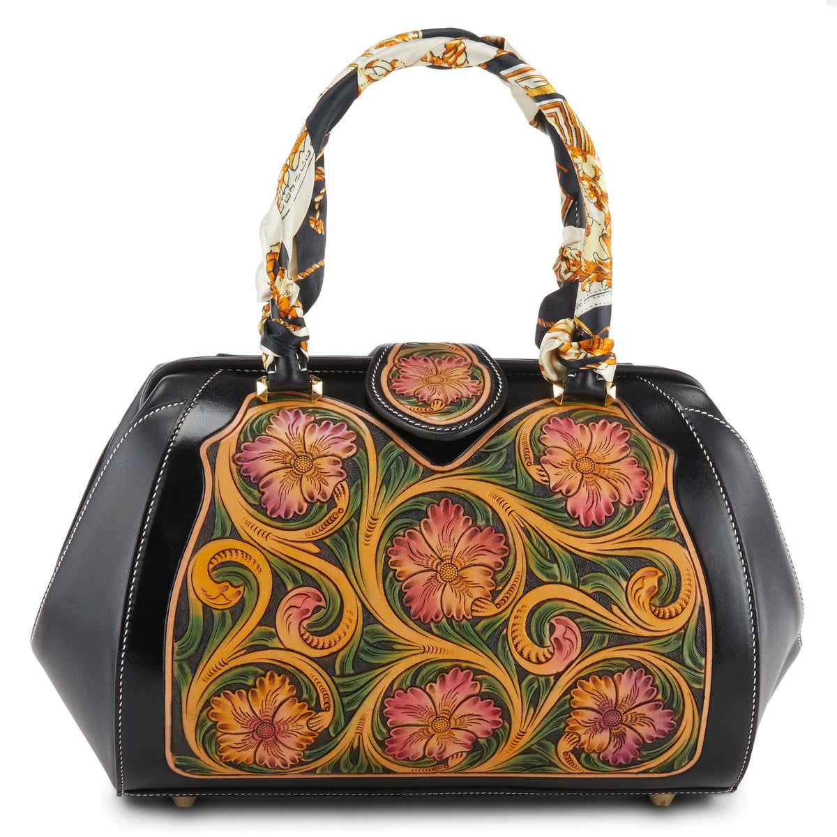L'Artiste L`ARTISTE HB-BOWLERA HANDBAG shoe in black multi with handcrafted leather design