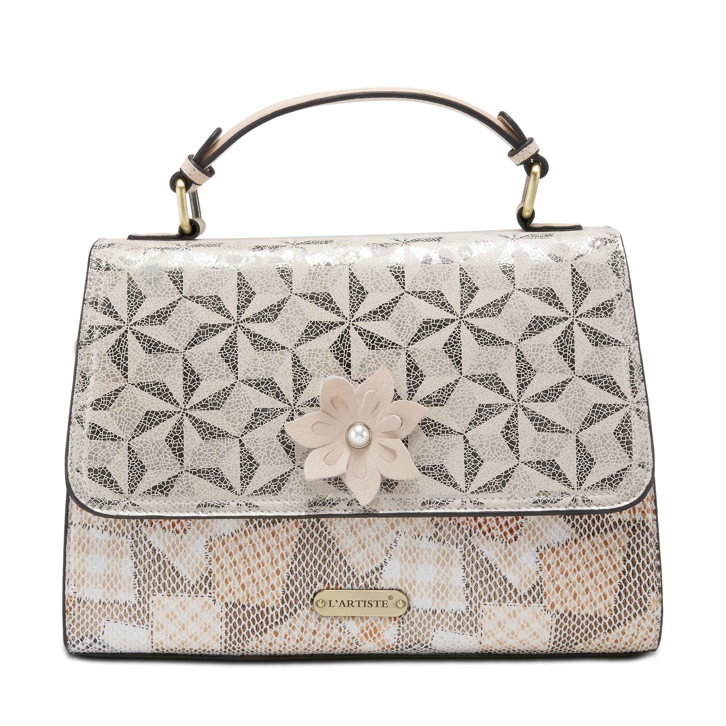 L'Artiste L'ARTISTE HB-CITYSCAPE HANDBAG shoe in ice multi with handcrafted leather design