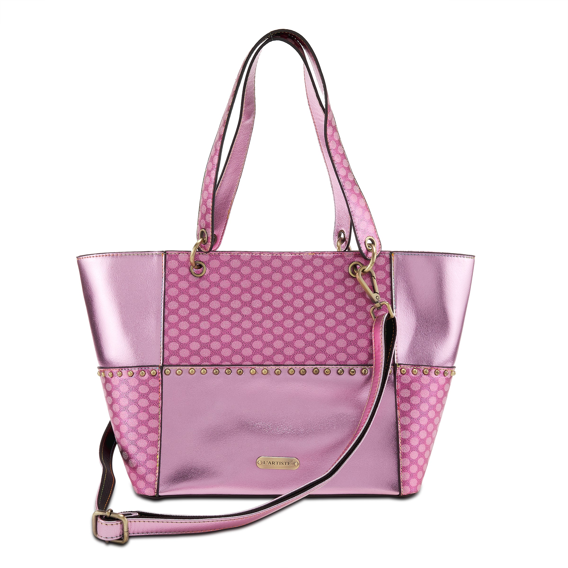 L'Artiste L'ARTISTE HB-DOTS HANDBAGS shoe in pink with handcrafted leather design