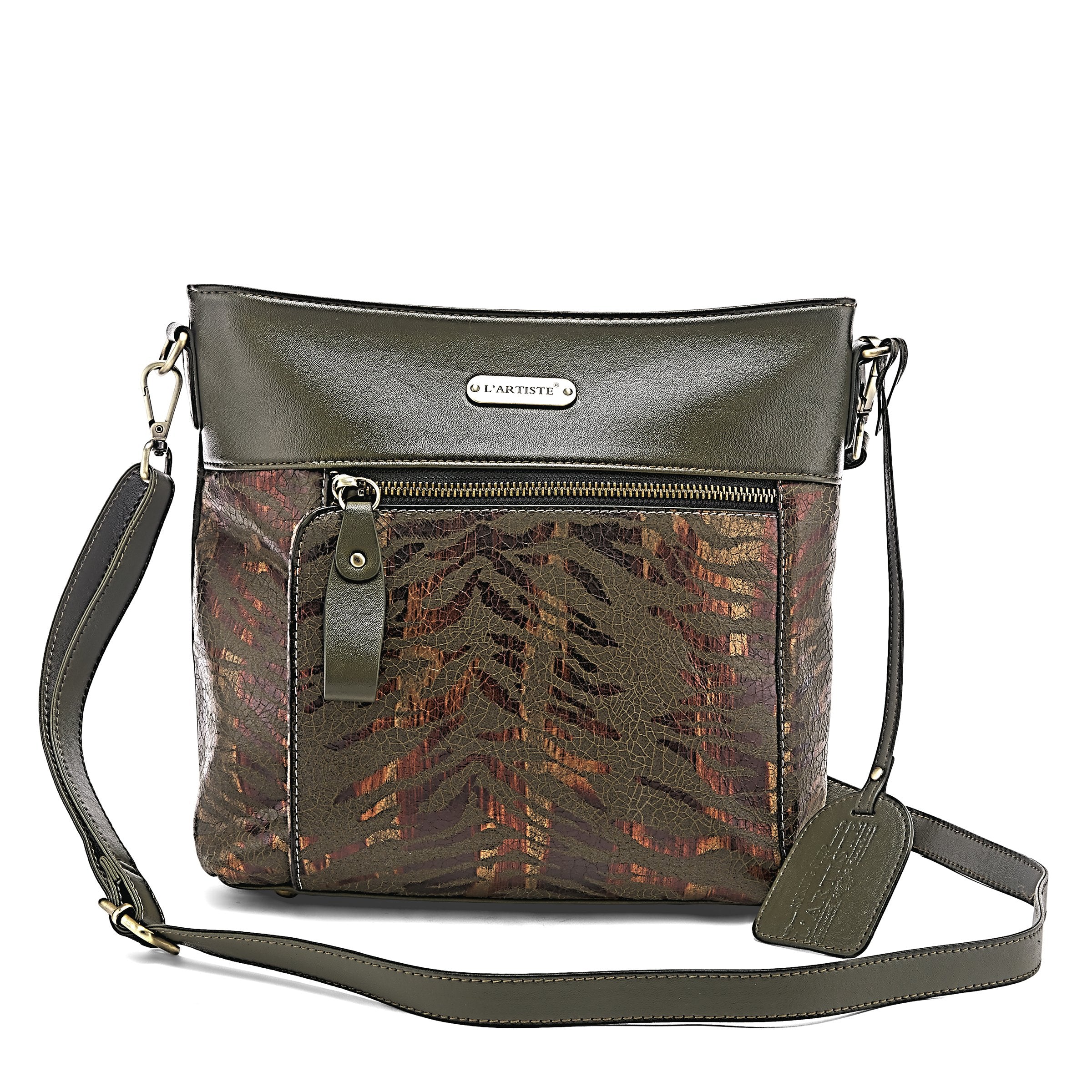L'Artiste L'ARTISTE HB-SEQUOIA HANDBAG shoe in olive green with handcrafted leather design