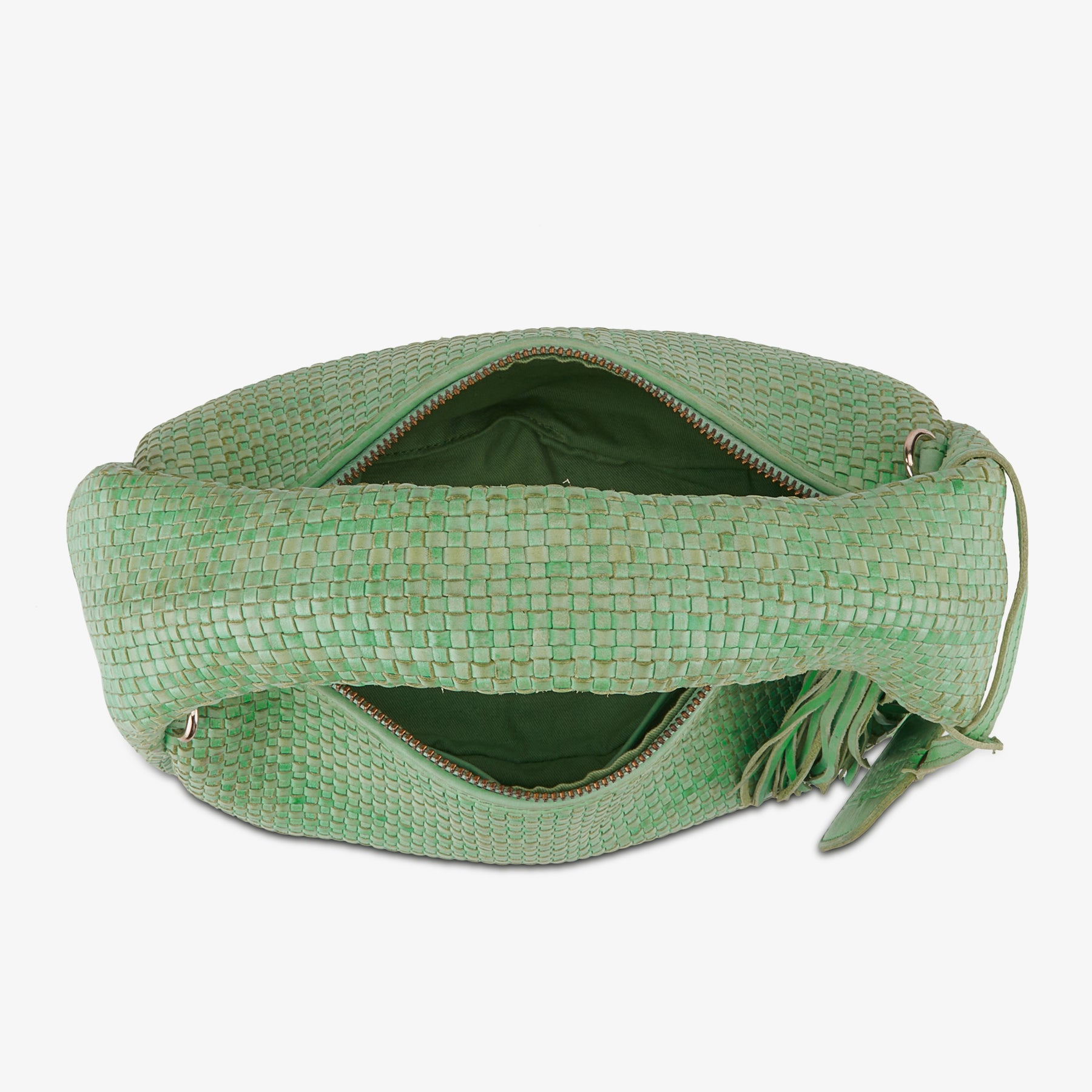 Mint Woven Leather Crossbody Bag