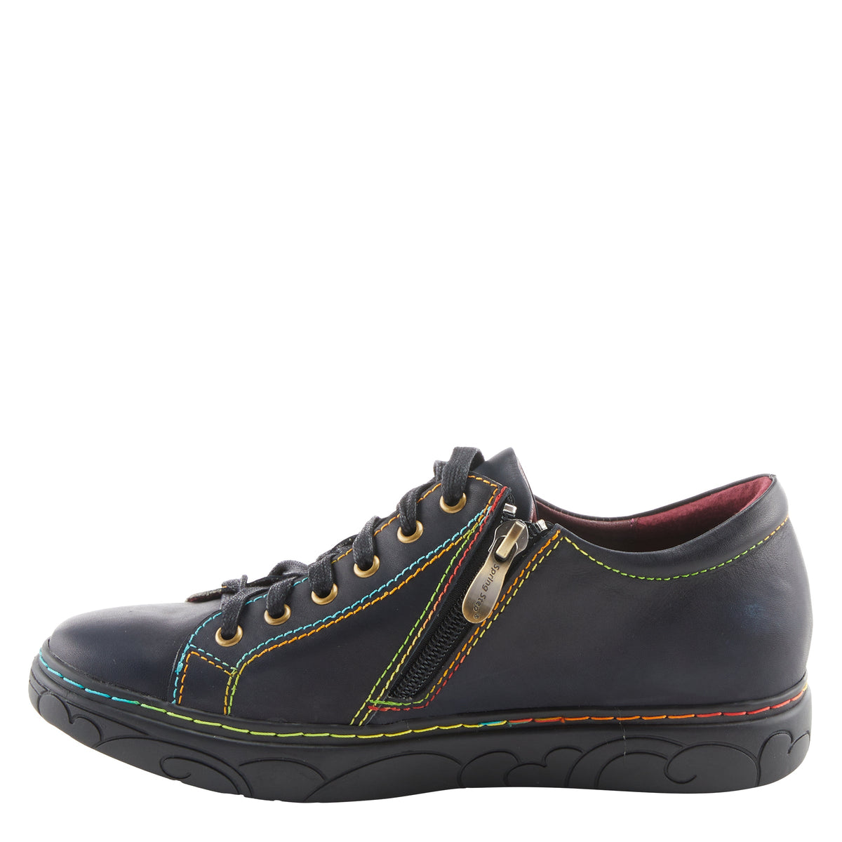 L'Artiste L`ARTISTE ILNAD LACE-UP SHOES shoe in black multi with handcrafted leather design