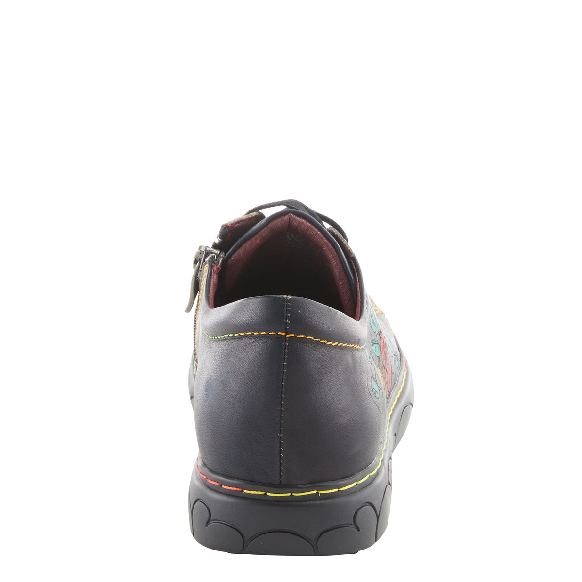 L'Artiste L`ARTISTE ILNAD LACE-UP SHOES shoe in black multi with handcrafted leather design