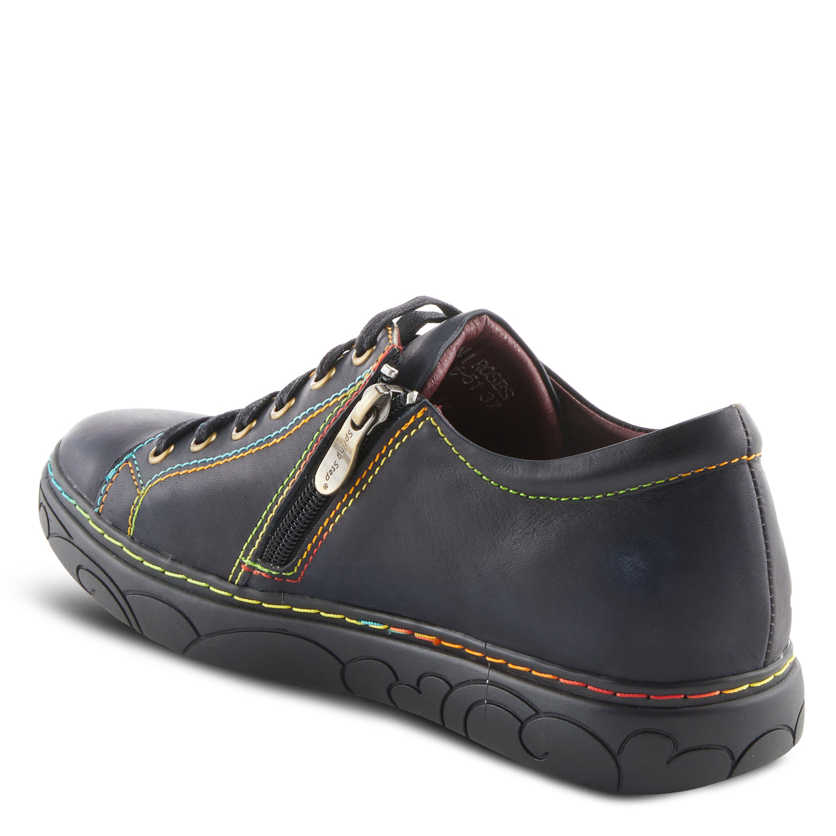L'Artiste L`ARTISTE ILNAD LACE-UP SHOES shoe in black multi with handcrafted leather design