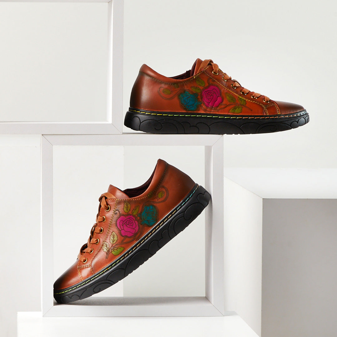 L'Artiste L`ARTISTE ILNAD LACE-UP SHOES shoe in camel multi with handcrafted leather design