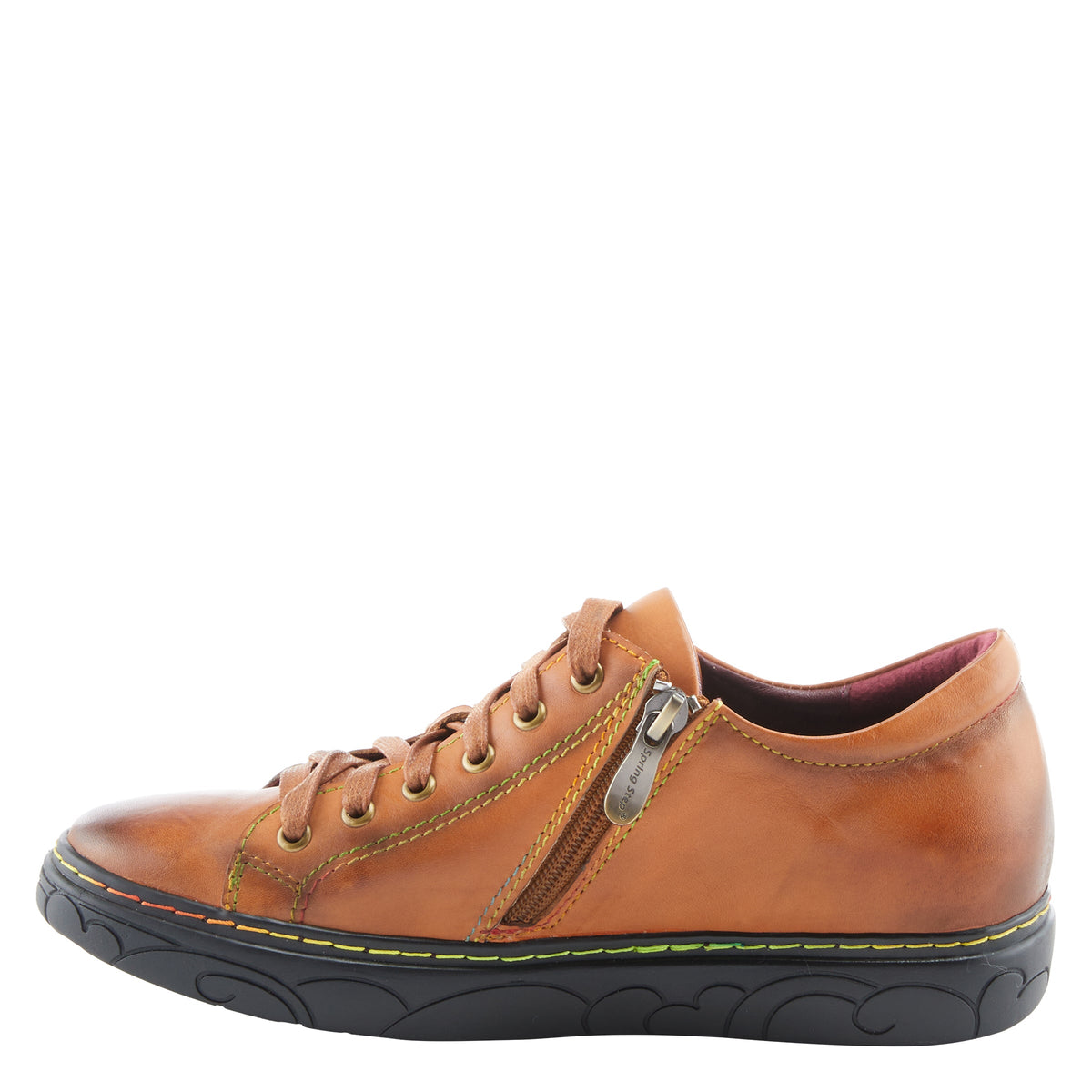 L'Artiste L`ARTISTE ILNAD LACE-UP SHOES shoe in camel multi with handcrafted leather design