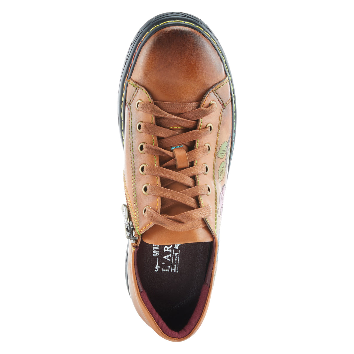L'Artiste L`ARTISTE ILNAD LACE-UP SHOES shoe in camel multi with handcrafted leather design