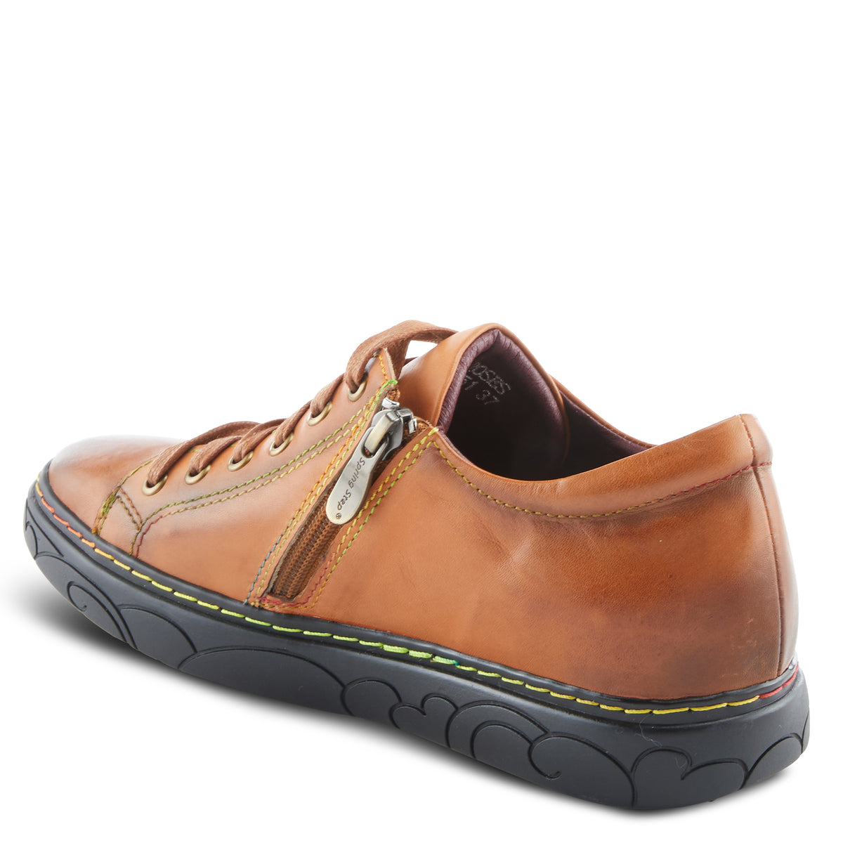 L'Artiste L`ARTISTE ILNAD LACE-UP SHOES shoe in camel multi with handcrafted leather design