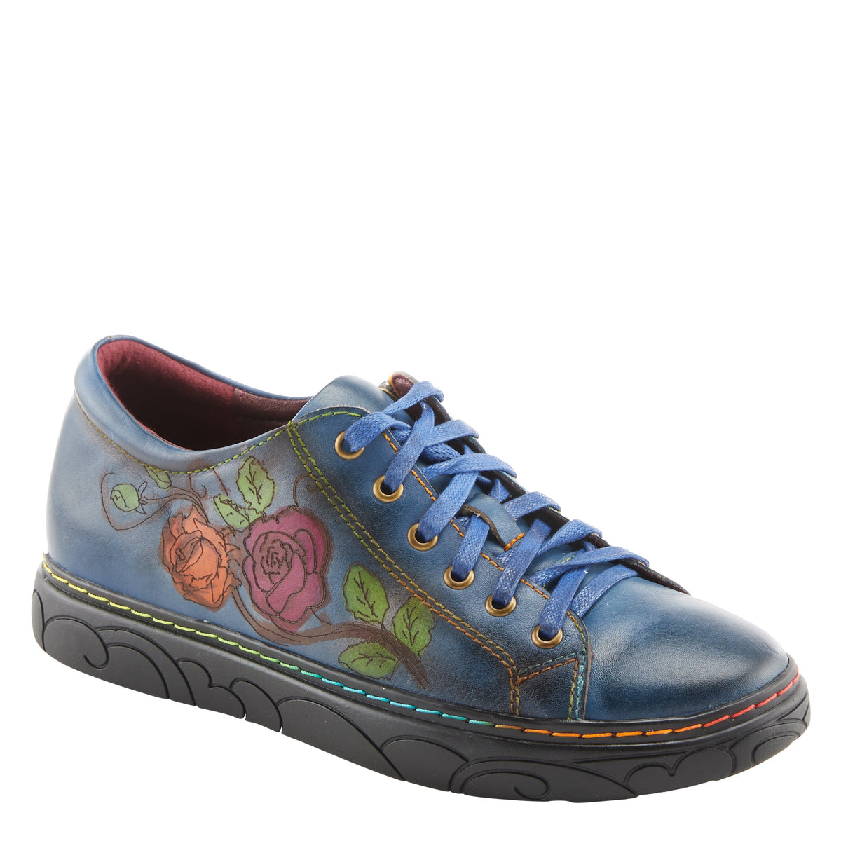L'Artiste L`ARTISTE ILNAD LACE-UP SHOES shoe in navy multi with handcrafted leather design