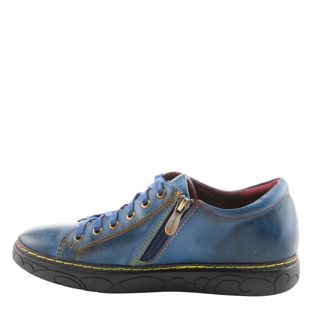 L'Artiste L`ARTISTE ILNAD LACE-UP SHOES shoe in navy multi with handcrafted leather design