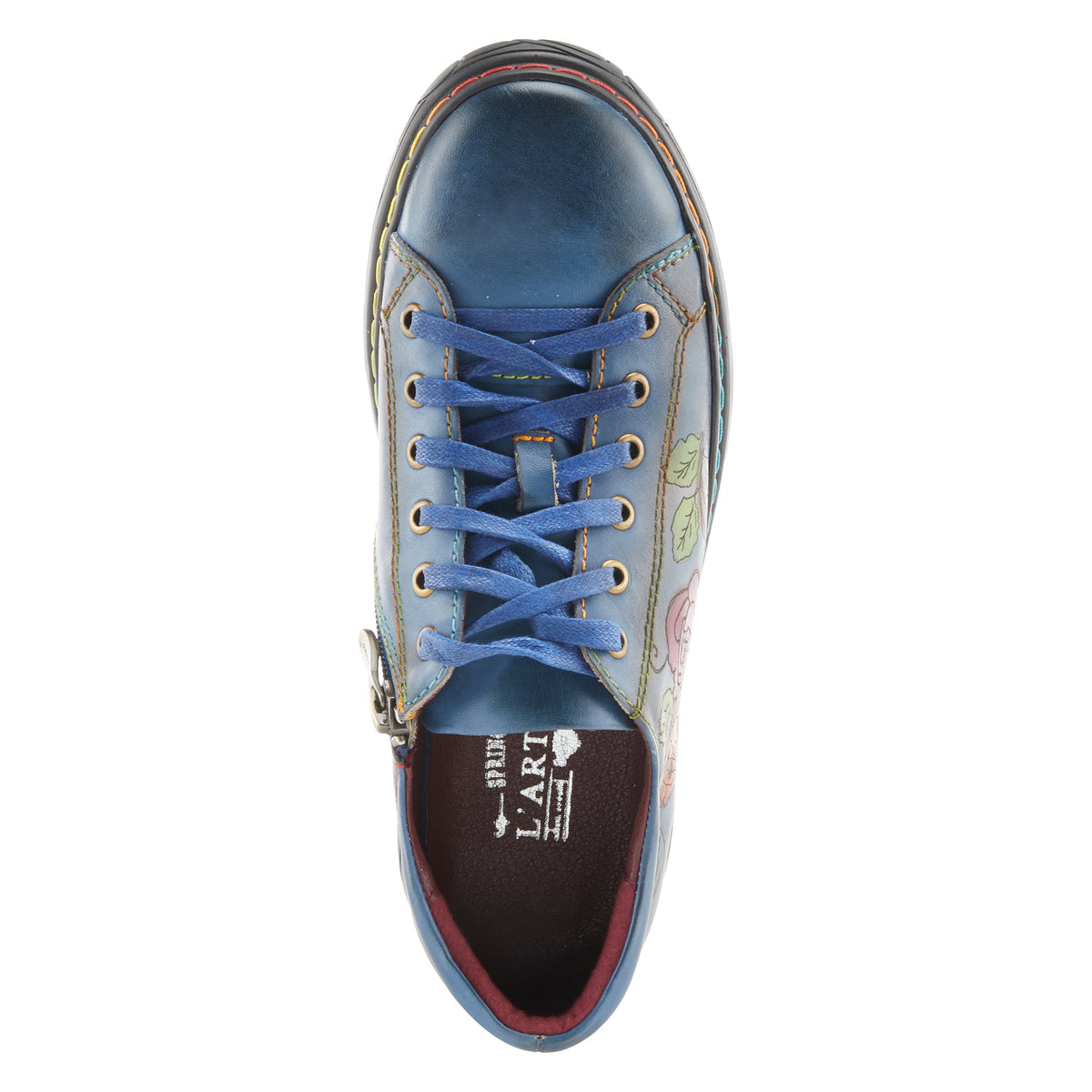 L'Artiste L`ARTISTE ILNAD LACE-UP SHOES shoe in navy multi with handcrafted leather design