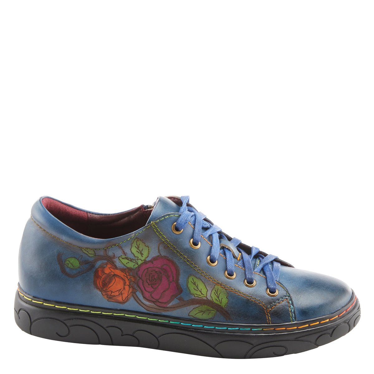 L'Artiste L`ARTISTE ILNAD LACE-UP SHOES shoe in navy multi with handcrafted leather design