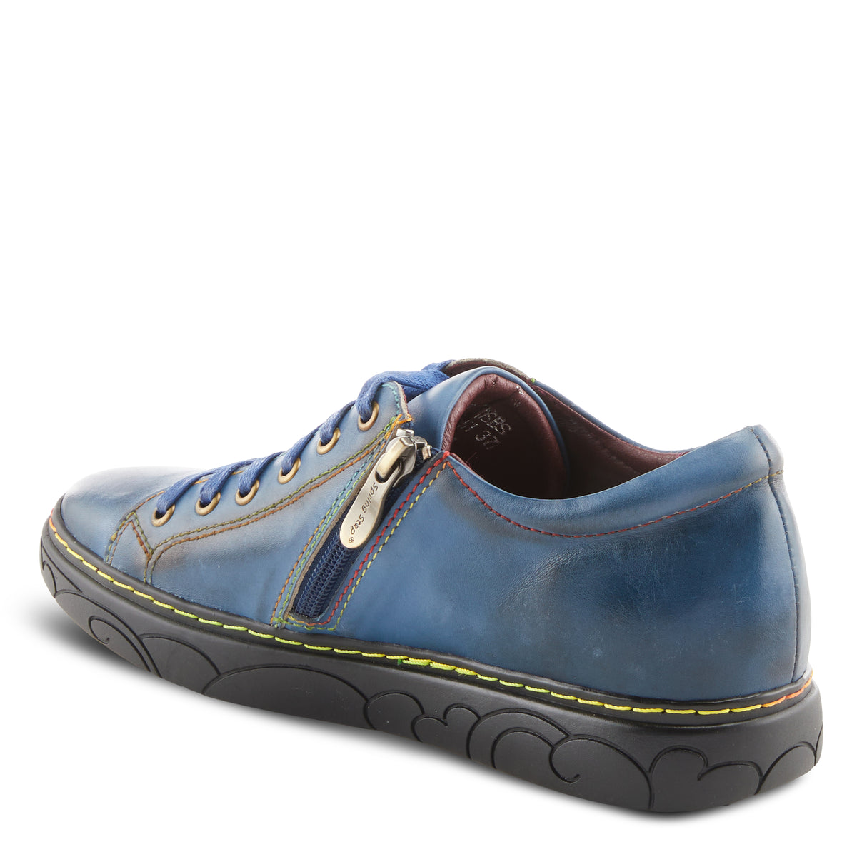 L'Artiste L`ARTISTE ILNAD LACE-UP SHOES shoe in navy multi with handcrafted leather design
