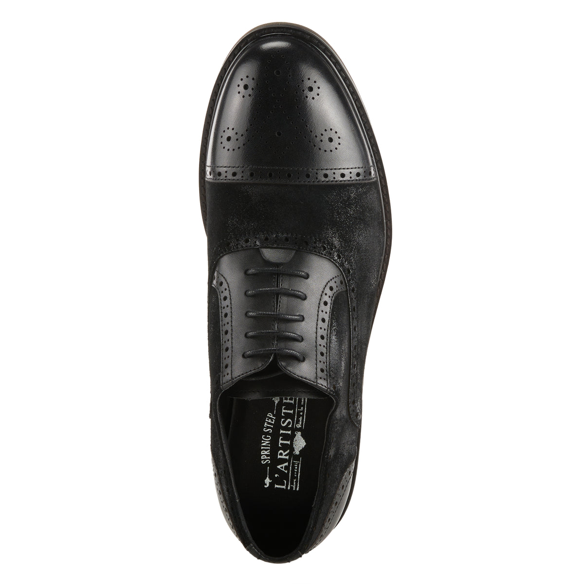L'Artiste L'ARTISTE MEN KEATON OXFORD SHOE shoe in black with handcrafted leather design