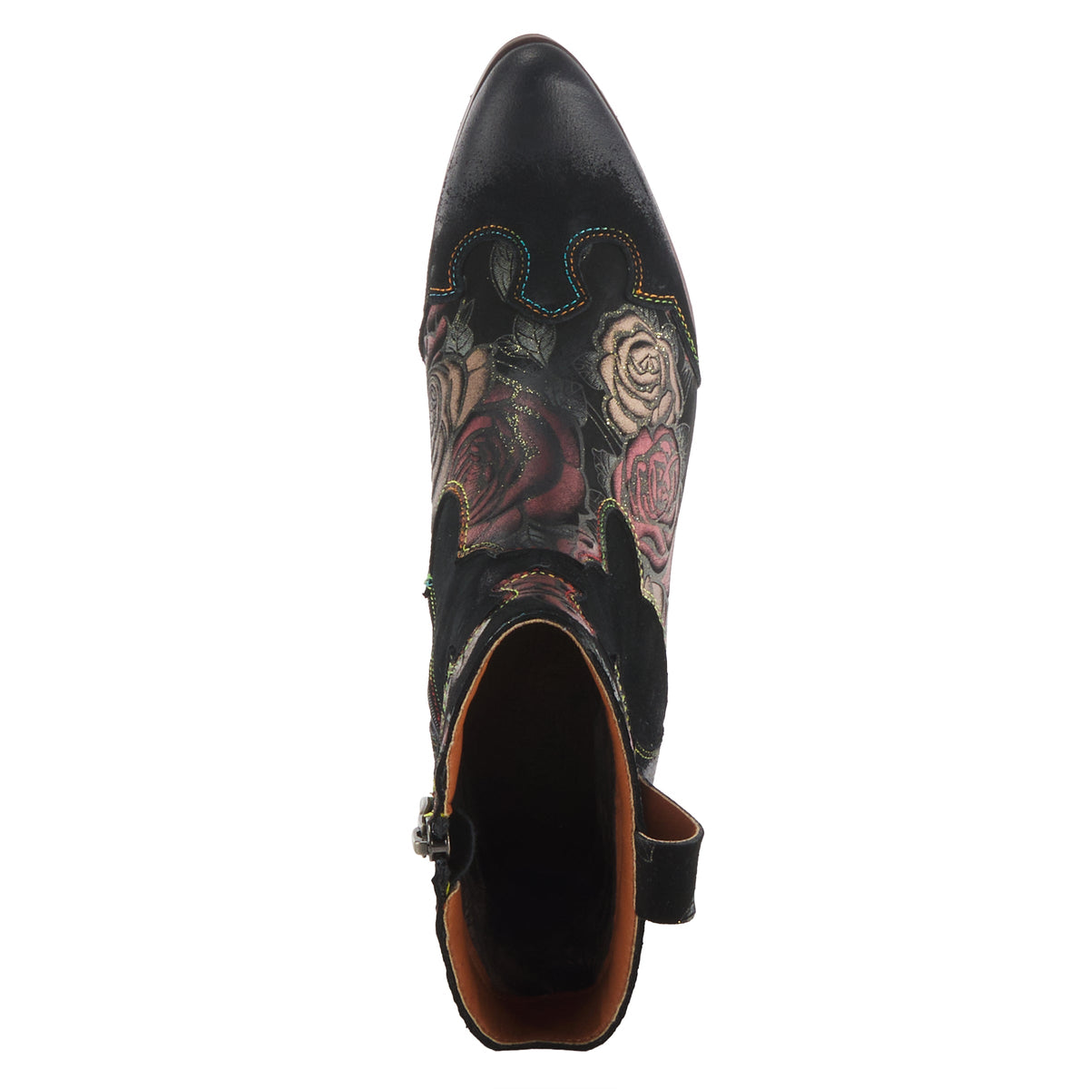 L'Artiste L'ARTISTE LADYLUCK-SHINE BOOTIES boot in dark red multi with handcrafted leather design