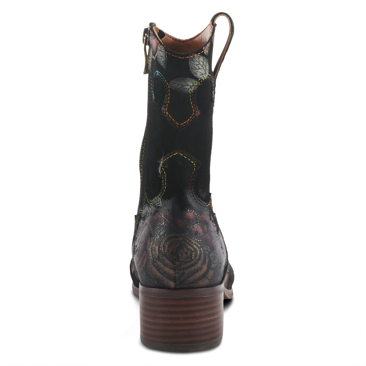 L'Artiste L'ARTISTE LADYLUCK-SHINE BOOTIES boot in dark red multi with handcrafted leather design