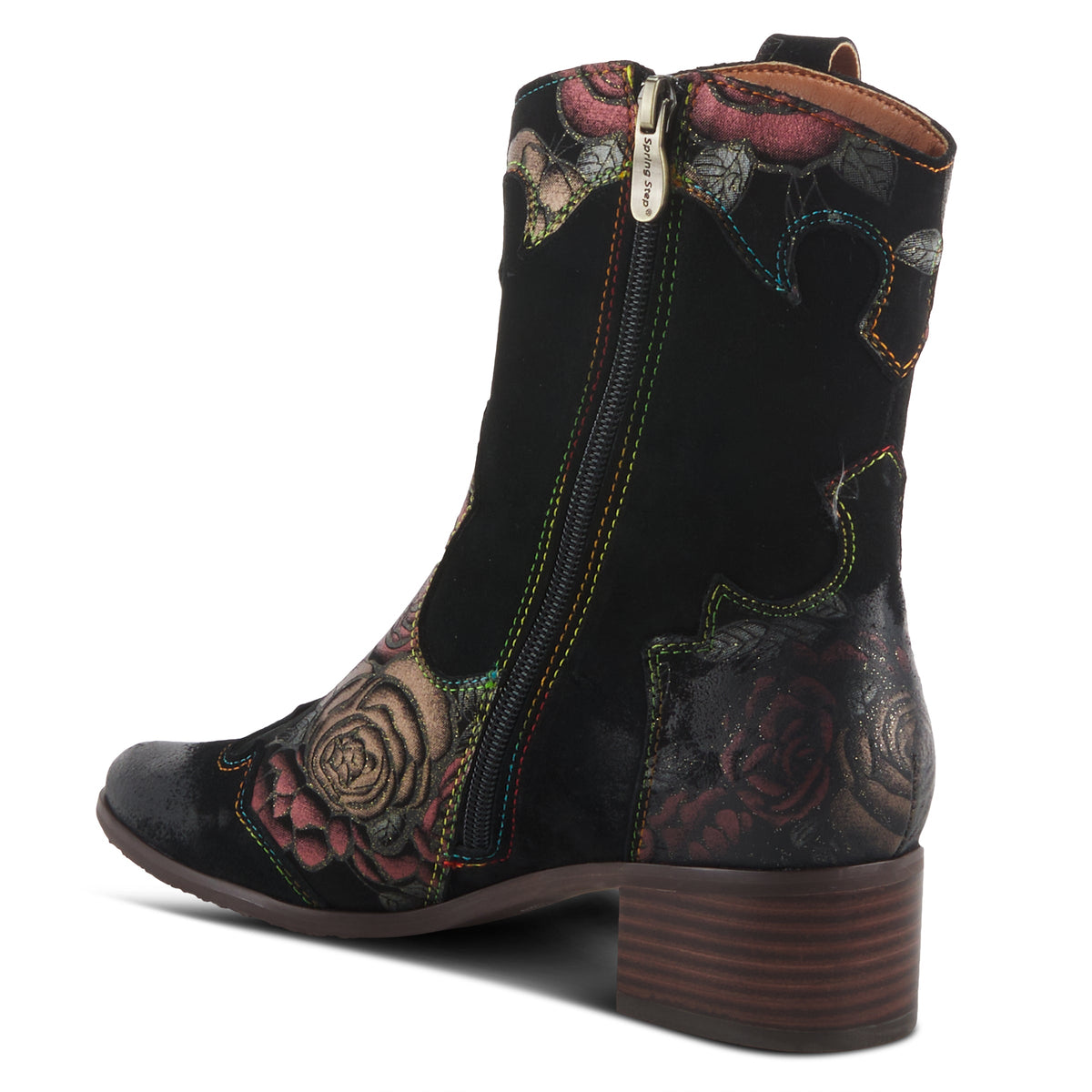 L'Artiste L'ARTISTE LADYLUCK-SHINE BOOTIES boot in dark red multi with handcrafted leather design