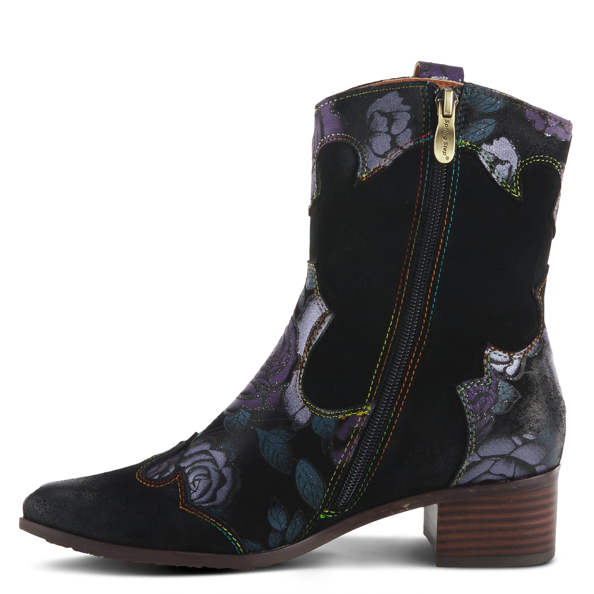 L'Artiste L'ARTISTE LADYLUCK-SHINE BOOTIES boot in dark red multi with handcrafted leather design
