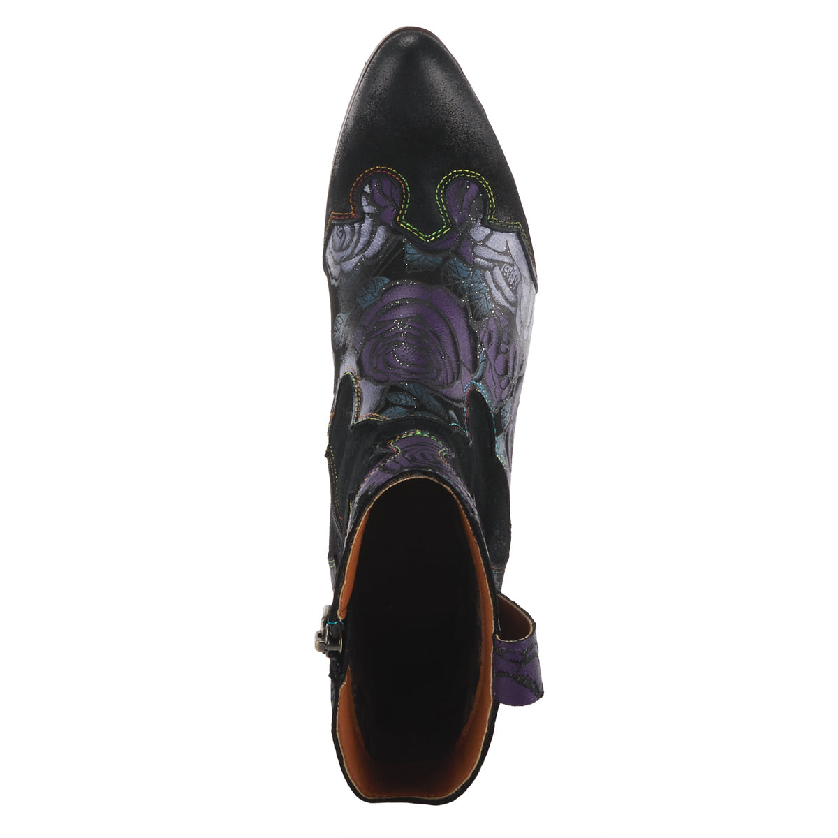 L'Artiste L'ARTISTE LADYLUCK-SHINE BOOTIES boot in dark red multi with handcrafted leather design