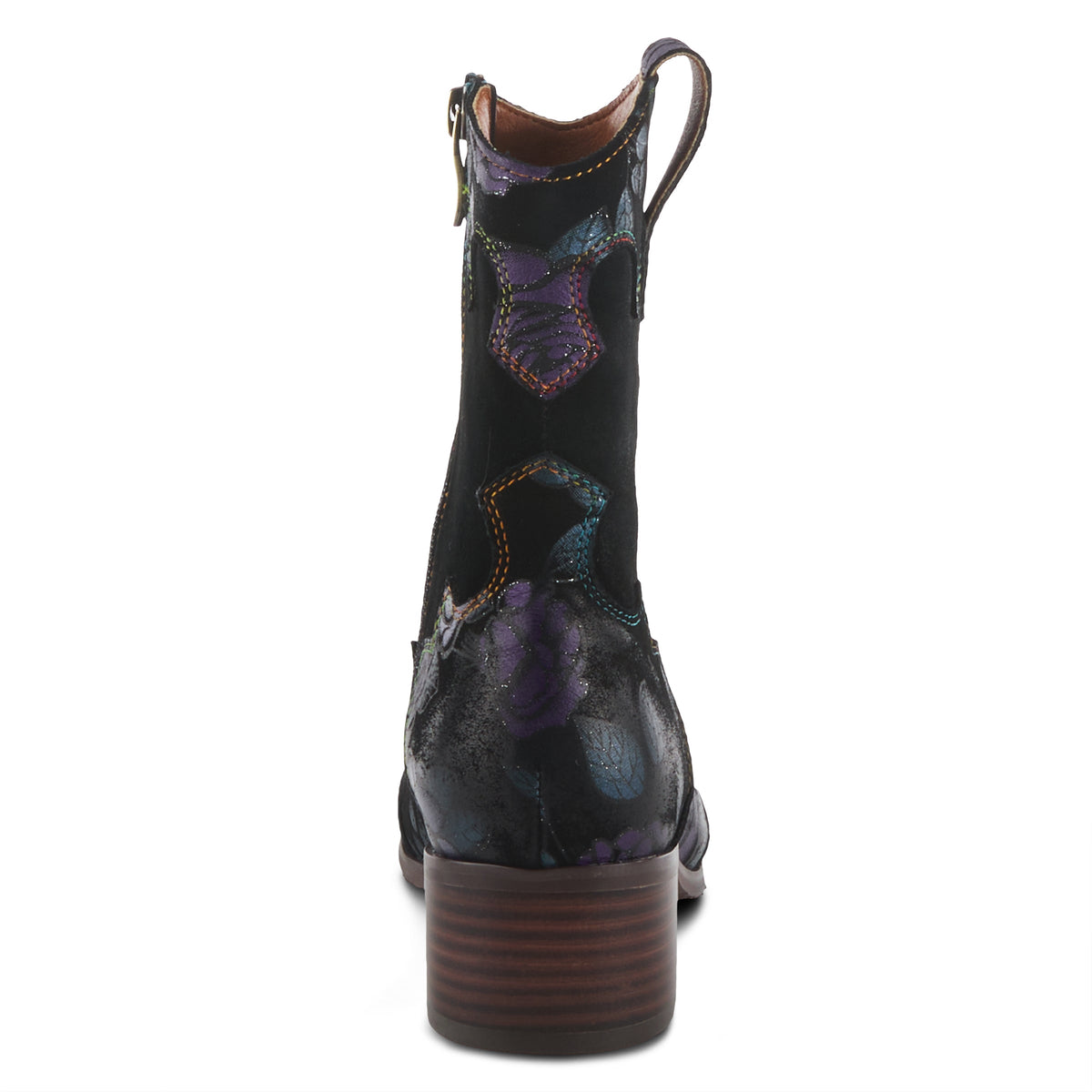 L'Artiste L'ARTISTE LADYLUCK-SHINE BOOTIES boot in purple multi with handcrafted leather design