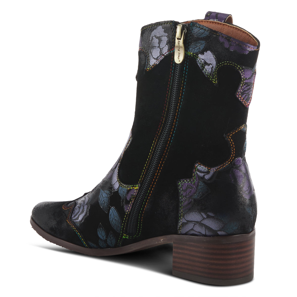 L'Artiste L'ARTISTE LADYLUCK-SHINE BOOTIES boot in purple multi with handcrafted leather design