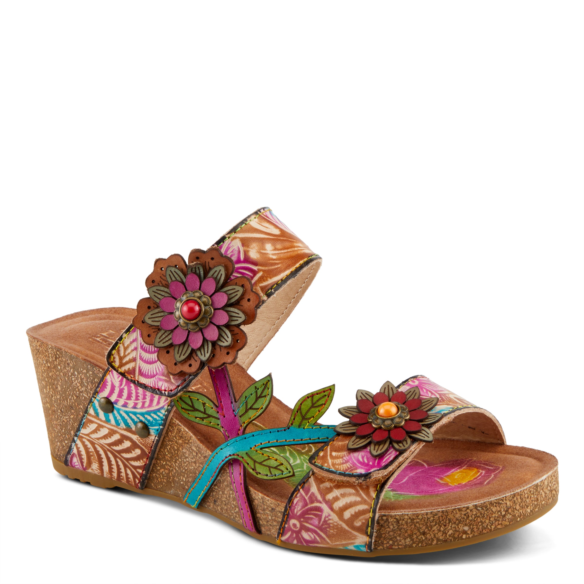L Artiste Moai Sandals Grey Multi EU 38 US 7.5 8