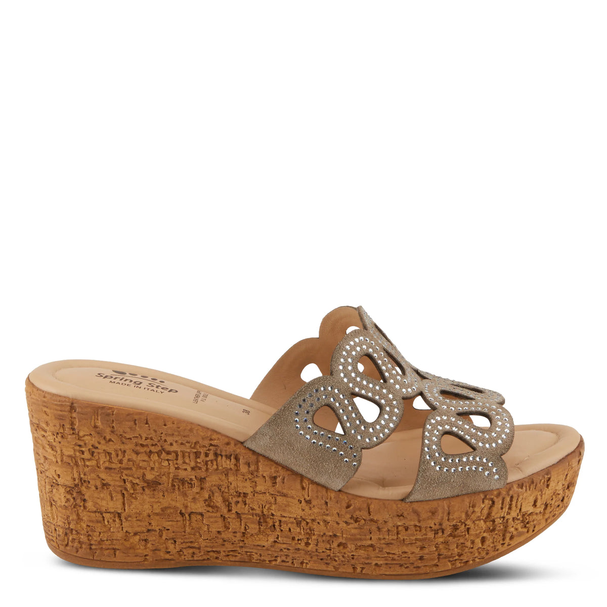 Spring Step SPRING STEP MSSTEAMY SLIDE SANDALS sandal in beige suede with comfortable everyday design