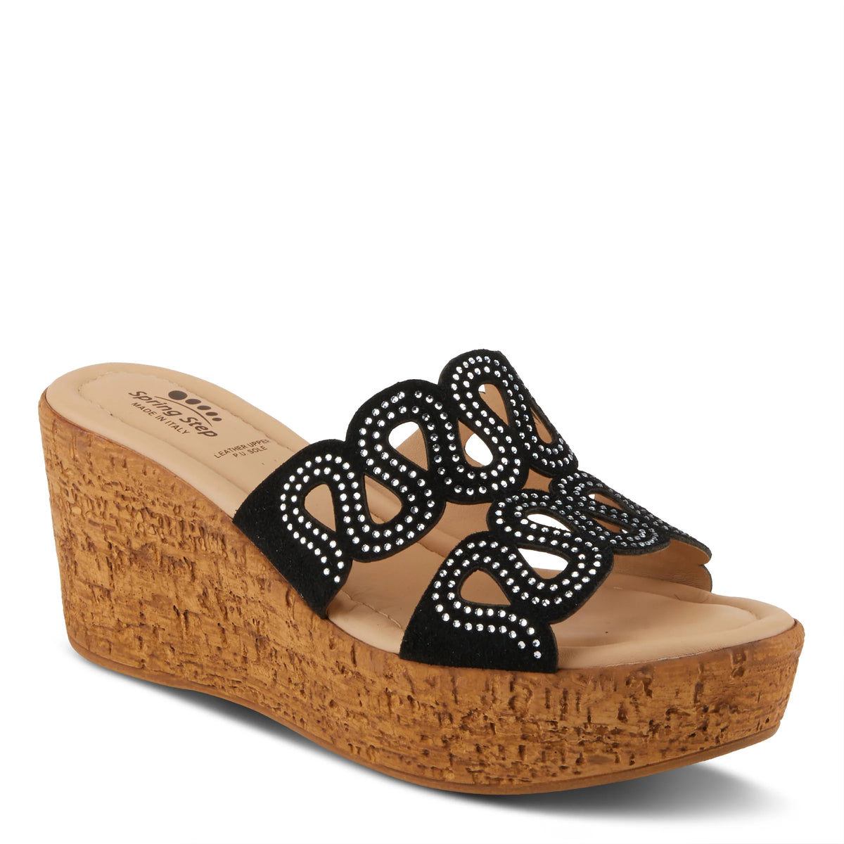 Spring Step SPRING STEP MSSTEAMY SLIDE SANDALS sandal in black suede with comfortable everyday design