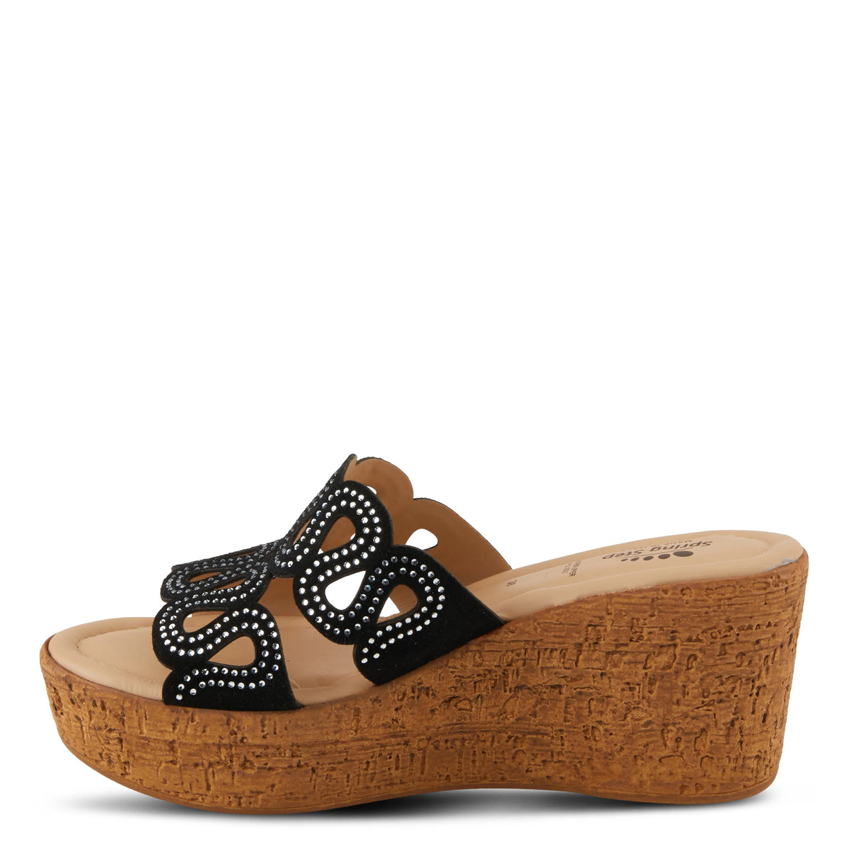 Spring Step SPRING STEP MSSTEAMY SLIDE SANDALS sandal in black suede with comfortable everyday design
