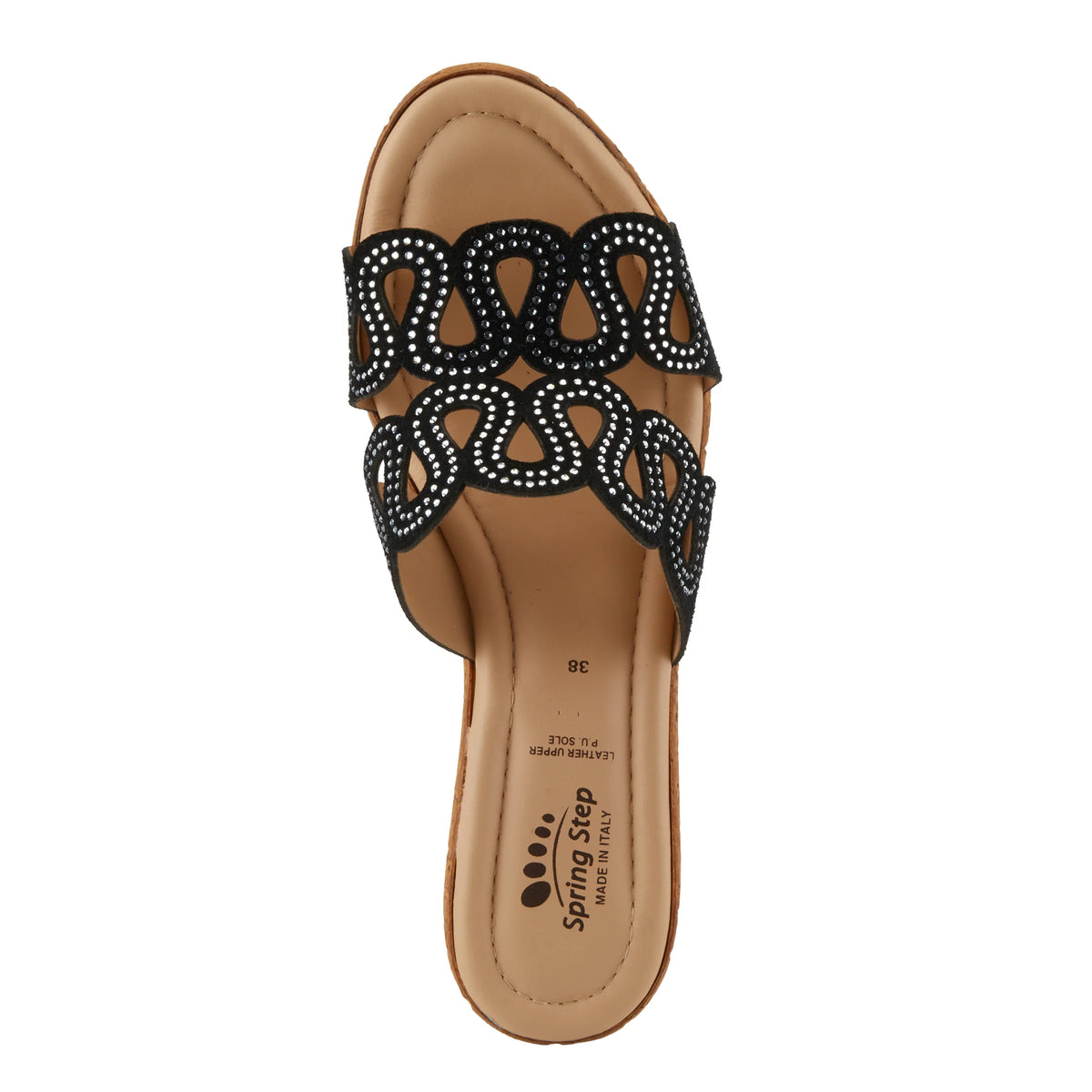Spring Step SPRING STEP MSSTEAMY SLIDE SANDALS sandal in black suede with comfortable everyday design