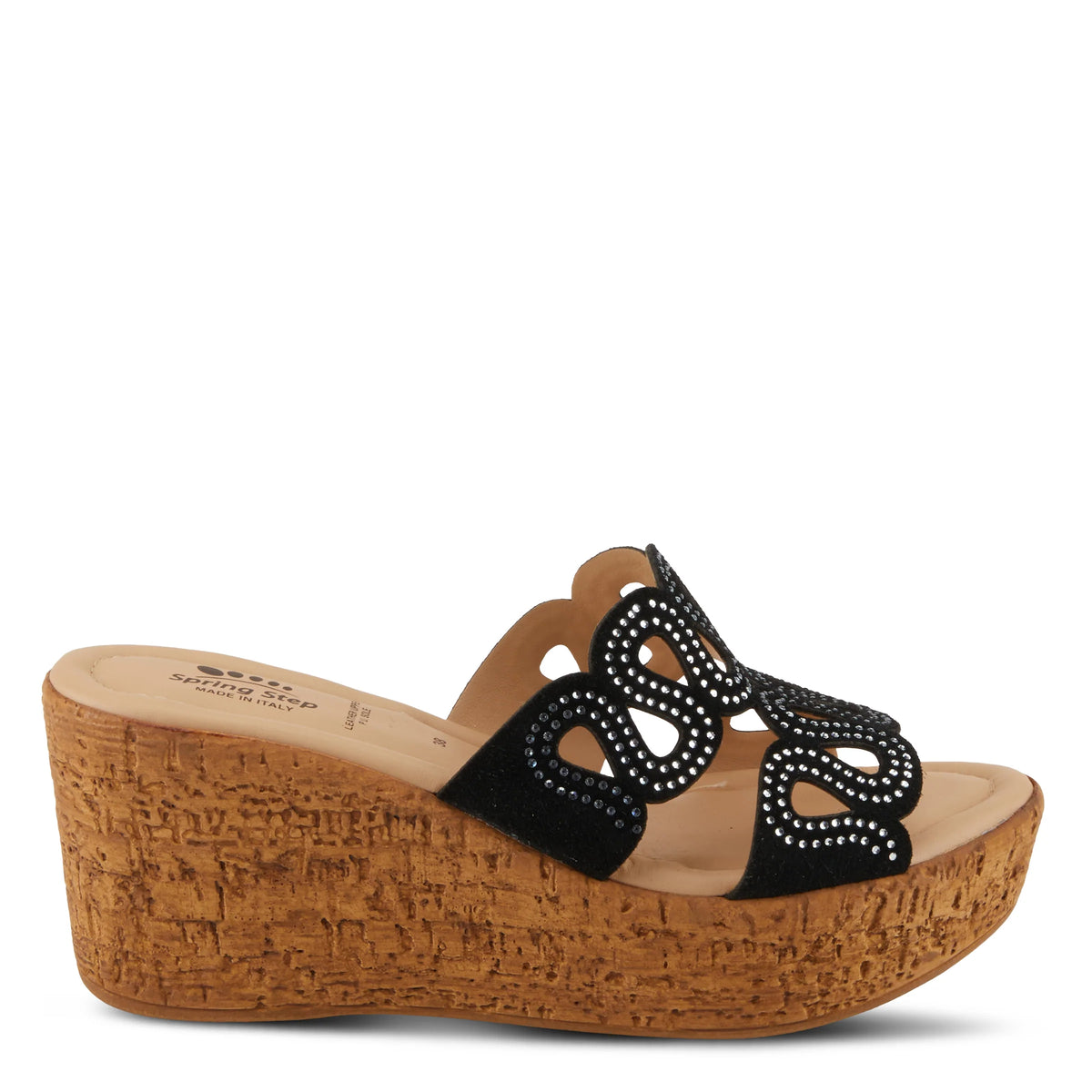 Spring Step SPRING STEP MSSTEAMY SLIDE SANDALS sandal in black suede with comfortable everyday design