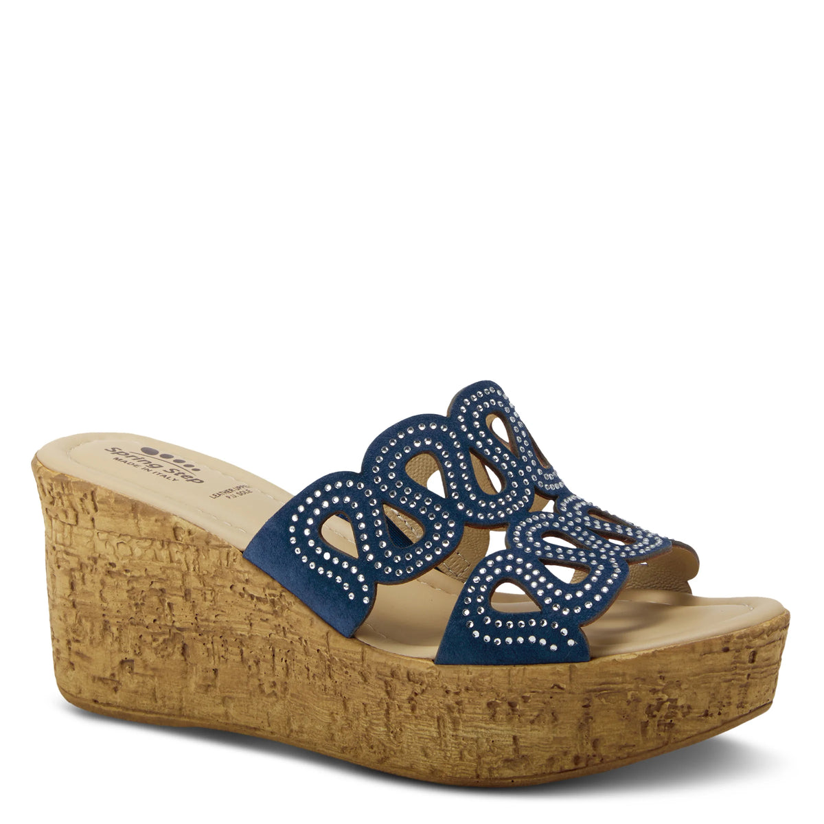 Spring Step SPRING STEP MSSTEAMY SLIDE SANDALS sandal in navy suede with comfortable everyday design