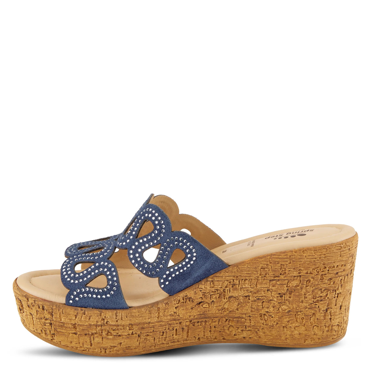 Spring Step SPRING STEP MSSTEAMY SLIDE SANDALS sandal in navy suede with comfortable everyday design