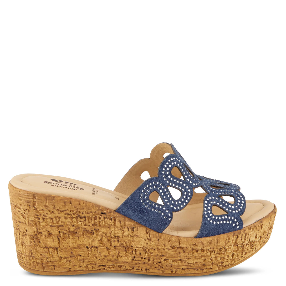 Spring Step SPRING STEP MSSTEAMY SLIDE SANDALS sandal in navy suede with comfortable everyday design