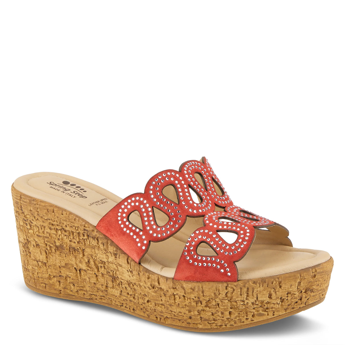 Spring Step SPRING STEP MSSTEAMY SLIDE SANDALS sandal in red suede with comfortable everyday design