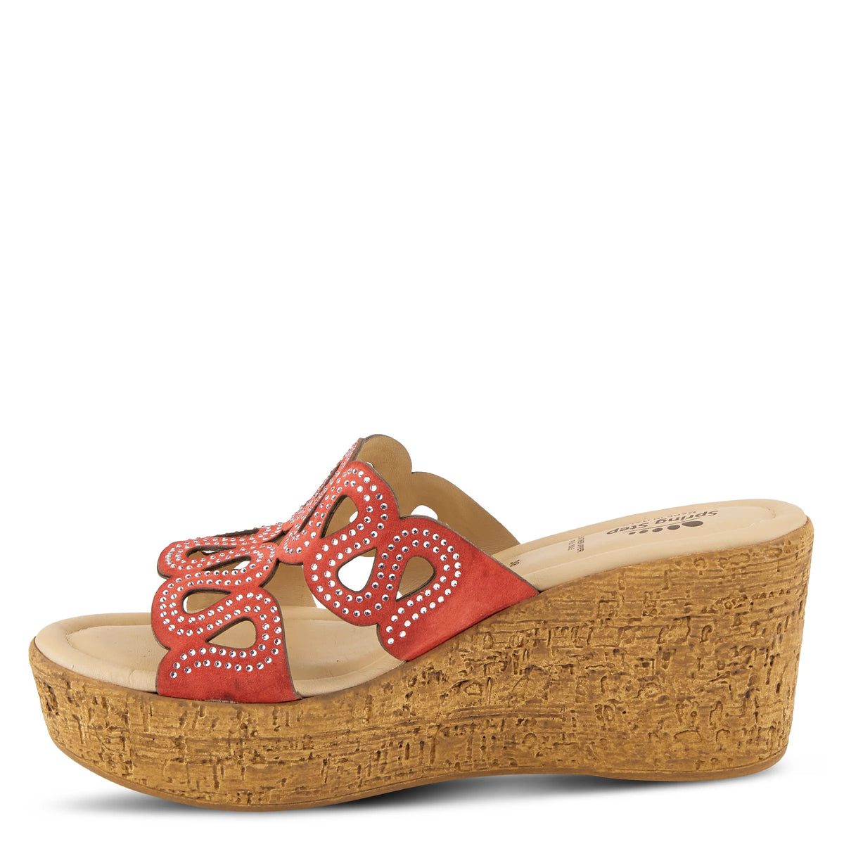 Spring Step SPRING STEP MSSTEAMY SLIDE SANDALS sandal in red suede with comfortable everyday design