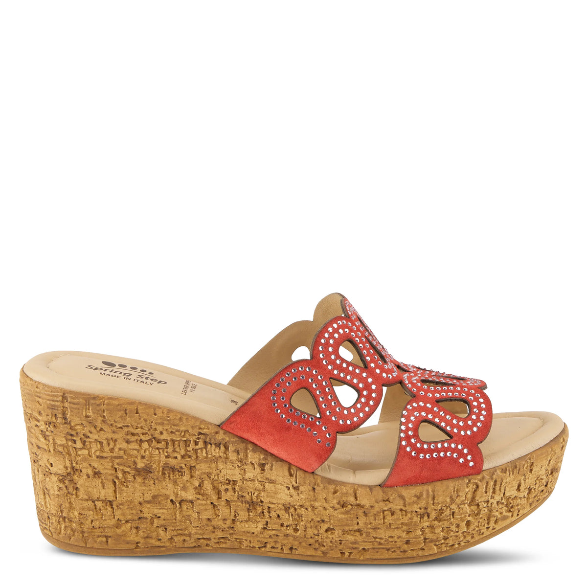 Spring Step SPRING STEP MSSTEAMY SLIDE SANDALS sandal in red suede with comfortable everyday design