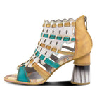 L'Artiste L'ARTISTE PLATIUM ANKLE STRAP SANDAL sandal in bone multi with handcrafted leather design