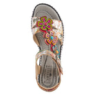 L'Artiste L'ARTISTE RHODYS ANKLE STRAP SANDALS sandal in beige multi with handcrafted leather design