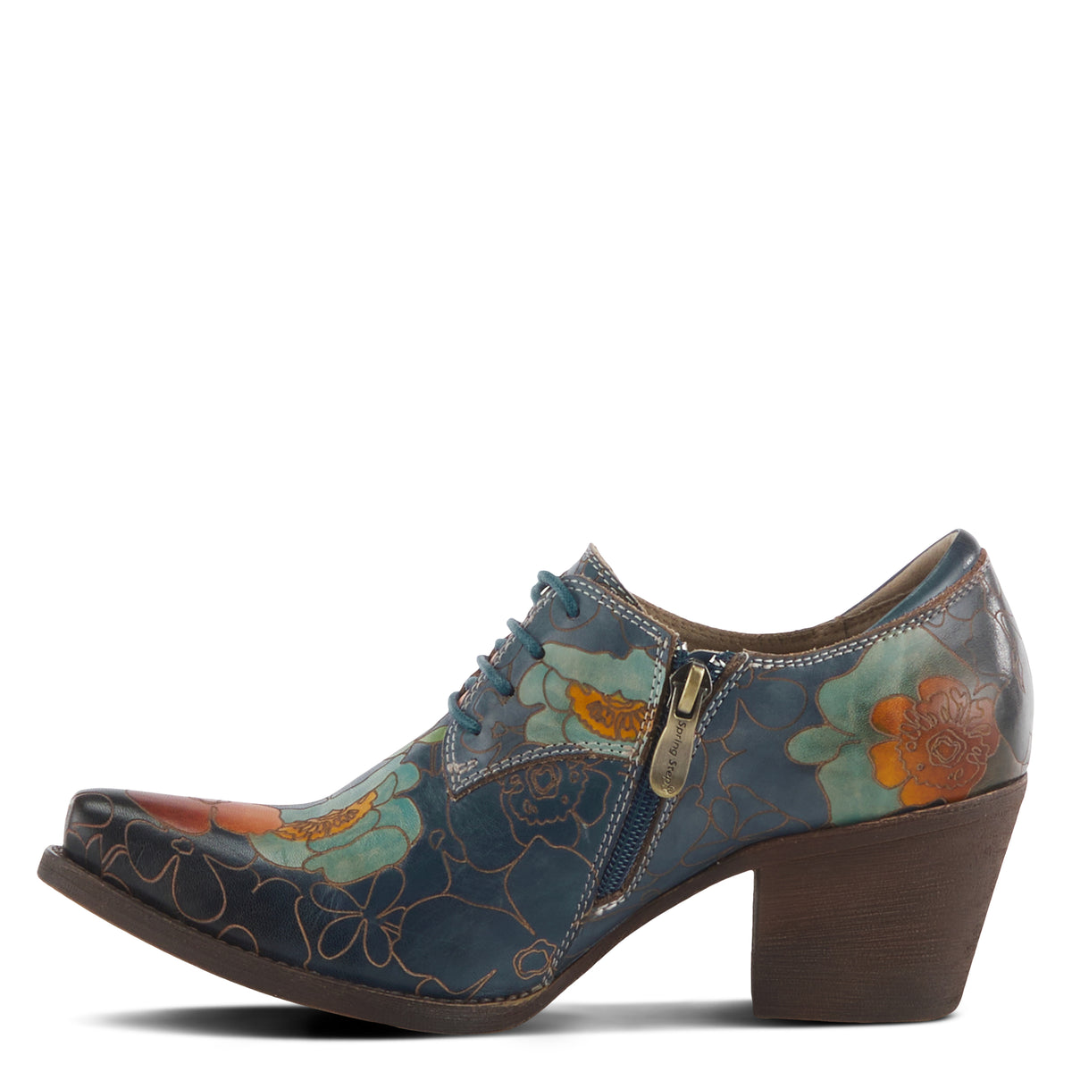L'Artiste L'ARTISTE ROCKINLORNA WESTERN SHOOTIE shoe in blue multi with handcrafted leather design