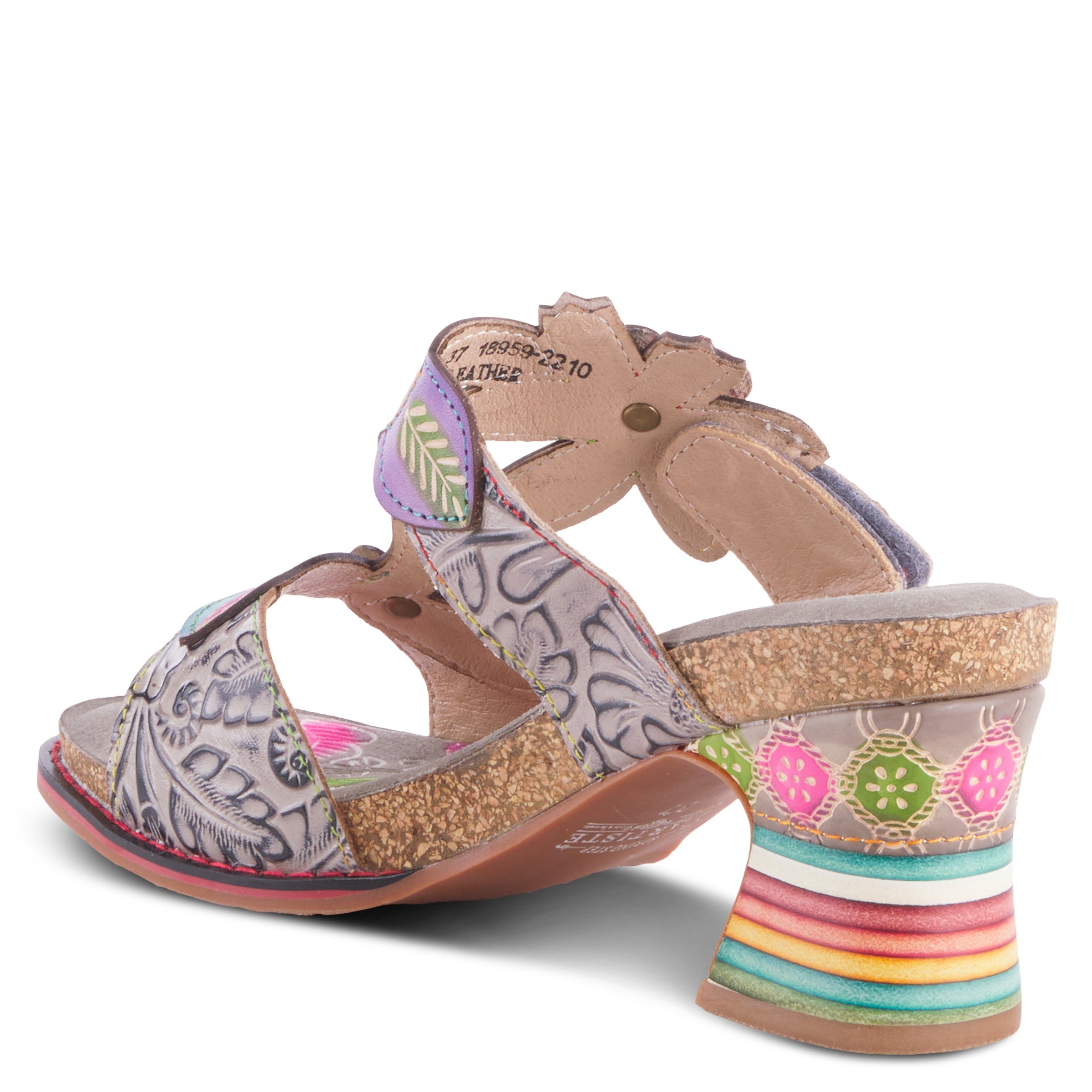 L'Artiste Rossie Floral Block Heel Sandals - Spring Step Shoes