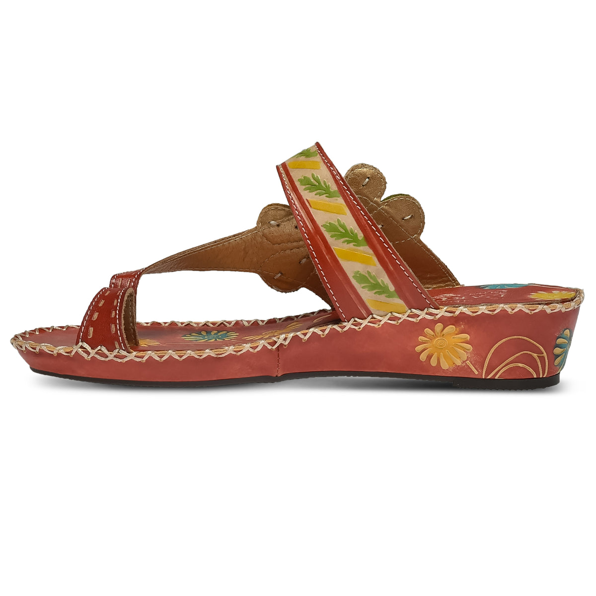 L'Artiste Santorini slide sandal in Red, side view