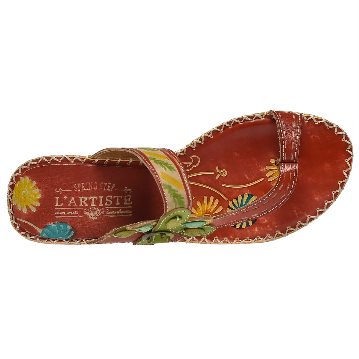 L'Artiste Santorini slide sandal in Red, top view