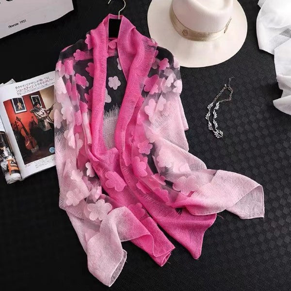 L'Artiste L'ARTISTE SCRF-POSIE SCARF shoe in fuchsia multi with handcrafted leather design